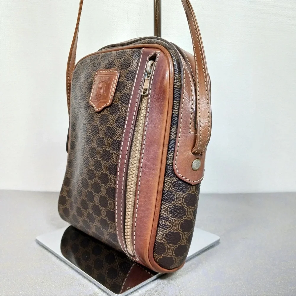 Céline Vintage Macadam Brown Coated Canvas Crossbody – Rare Paris Edition - Picture 2 of 15